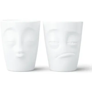 FIFTYEIGHT PRODUCTS / Becher Set Nr. 4 „Küssend & Verpennt“ - Ohne Henkel - (Porzellan, 350 ml, Weiß, Made in Germany)
