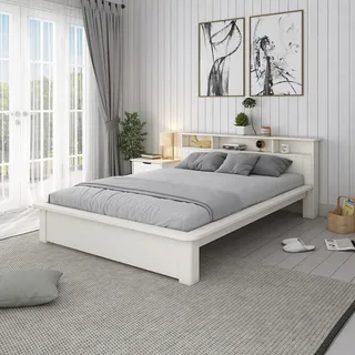 OTTO home home Massivholzbett »"KERO" BESTSELLER! Stauraum im Kopfteil«, zertifiziertes Massivholz (Kiefer), optional mit Schublade, weiß