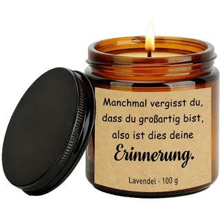 Inspirierendes Duftkerze Geschenke, Geburtstagsgeschenk für Frauen Besten Freunde Töchter Kollegen 3.5OZ Lavendel kerze im Glas mit Spruch aus Soja - Manchmal vergisst du, dass du fantastisch bist