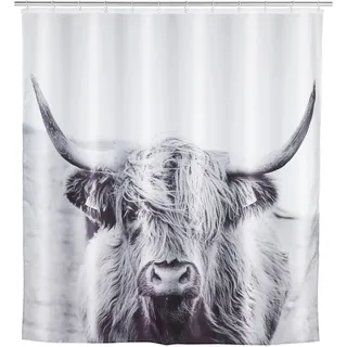 Wenko Duschvorhang Yak 180 x 200 cm Weiß/Schwarz