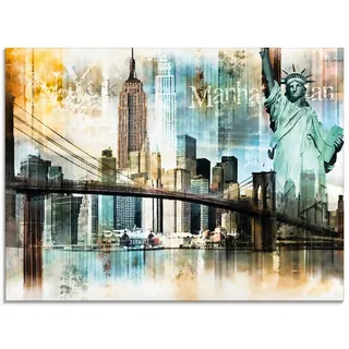 Artland Glasbild »New York Skyline Abstrakte Collage II«, Amerika, (1 St.), in verschiedenen Größen, beige