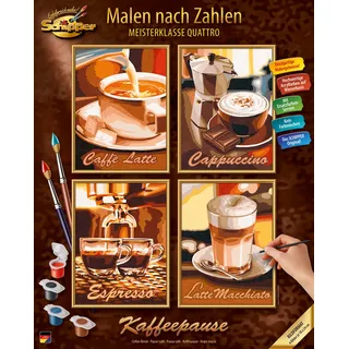 Schipper Malen nach Zahlen Kaffeepause 4 Motive 18x24 cm mehrfarbig