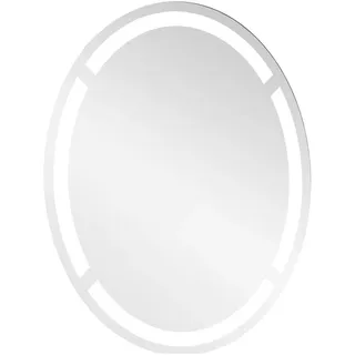 Novel Badezimmerspiegel , Silberfarben , Glas , oval , 80x100x3 cm , Goldenes M , feuchtraumgeeignet, senkrecht montierbar, beheizbar , Badezimmer, Badezimmerspiegel, Badspiegel
