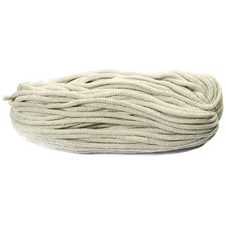 JAJASIO Baumwollkordel 6 mm dick und 50 Meter lang, Natur Baumwollseil in creme Farbe, dickes Baumwollseil in Beige für Handwerk oder Gartenarbeiten, Baumwollschnur zum Befestigen oder zum Dekorieren von Geschenkverpackungen