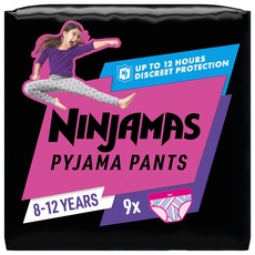 Bild von Ninjamas Pyjama Pants Girls Einwegwindel, 27-43kg, 8-12 Jahre,