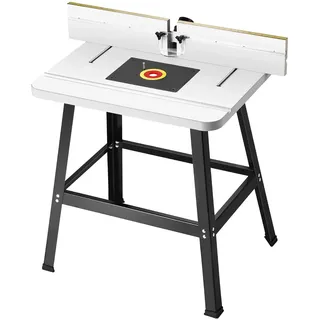 Vevor Stehfrästisch, 920x606x1025 mm, Frästisch-Zubehörsatz mit verstellbarem Anschlag, MDF-Platte, stabiler Metallsockel, Staubsammelanschluss, kompatibel mit Fräsern & verschiedenen Bohrern