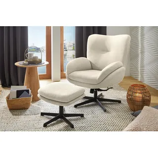 Relaxsessel JOCKENHÖFER GRUPPE "Hawaii, B: 76 cm, Sitzhöhe: 48 cm", beige, B:76cm H:98cm T:90cm, Sessel, Relaxsessel, Set: mit Hocker, 360 Drehfunktion, feststellbare Wipp-Funktion