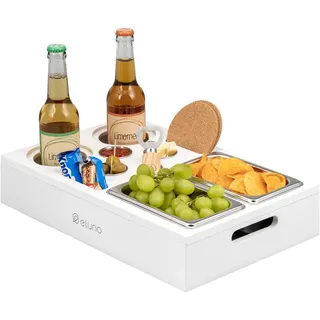 eluno Couchbar mit abnehmbarem Deckel, Bambus, weiß , Weiß , Holz , 27.5x8x40 cm , Geschirr, Tischkultur & Serviergeschirr, Servierplatten