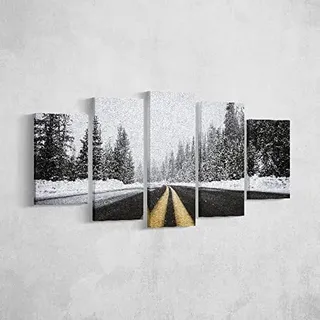 Homemania HM205PKNV-4 Himmel-Bild, 5-teilig, Natur und Landschaft, für Wohnzimmer, Raum, Polyester, Holz, 100 x 3 x 60 cm, mehrfarbig