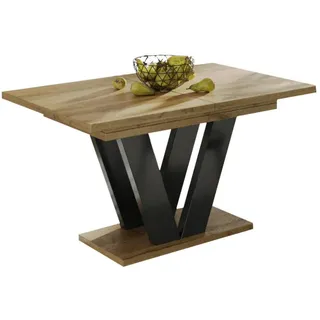 endo-moebel Esstisch Lara 130-210cm ausziehbar erweiterbar Esszimmertisch Säulentisch - 210cm Synchronauszug Wotan Eiche - Beige