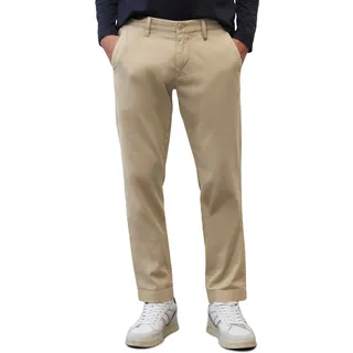 Chinohose MARC O'POLO, Herren, Gr. 34, Länge 32, beige (hellbeige), Web, Obermaterial: 98% Baumwolle, 2% Elasthan, unifarben, normal lang, Hosen Chinohose, im Regular-Fit