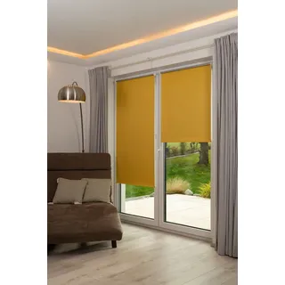 K-HOME Seitenzugrollo Thermo Klemmfix-Rollo 50 x 200 cm Gelb