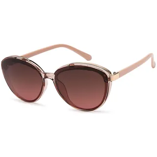 styleBREAKER Damen Sonnenbrille Oval mit filigranem Kunststoff Rahmen und Metall Detail, Polycarbonat Gläser 09020144, Farbe:Gestell Transparent-Rose/Glas Grau-Violett Verlauf