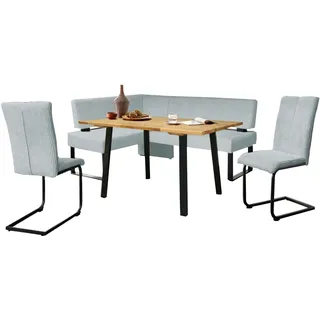 Home Affaire »Oliver« Set, 4-tlg, 4 Stk. tlg. Eckbank mit Wellenunterfederung im Sitz, Tisch Massiv Eiche grün