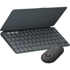 Logitech Keys-to-GO 2 Mobile Bluetooth-Tastatur + Pebble Mouse 2 Bluetooth-Maus M350s, leichtes kabelloses Tastatur-Maus-Set für Multi-OS, Android, iPadOS, Chrome OS