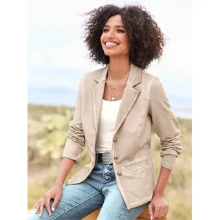 Sweatblazer HEINE "Sweatblazer", Damen, Gr. 40, beige, 95% Baumwolle, 5% Elasthan, Blazer Sweatblazer