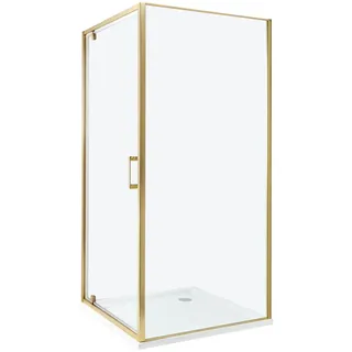 Beliani Duschkabine 90/90/185 cm Gold Darli , Transparent , Glas , Quadratisch , 90x185x90 cm , Badezimmer, Baden & Duschen, Duschkabinen
