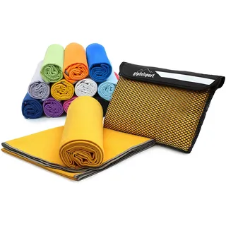 gipfelsport Mikrofaser Handtuch - Microfaser Handtücher Set, Strandtuch, Badetuch I groß, schnelltrocknend I für Sport, Beach, Reise, Outdoor, Camping I leicht, dünn, klein I 200x90cm I Gelb