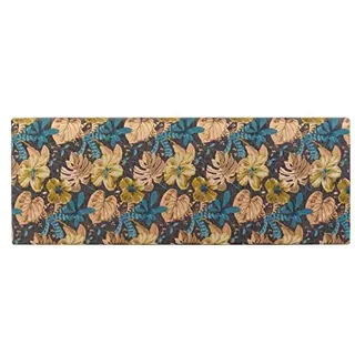 DRW Kopfteil aus Polyester mit Blättern und Holz, 160 x 10 x 60 cm