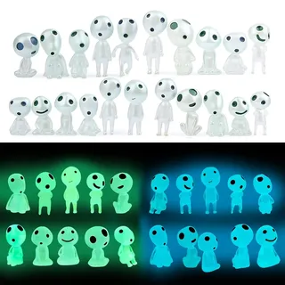 20 Stück Waldgeister Gartendeko,Leuchtende Gartendeko Figuren Elfen,Mini Kunstharz Prinzessin Figuren für Garten Topfpflanze,Miniatur Waldgeister Figurens,für Schlafzimmer,Halloween (Blau + Grün)