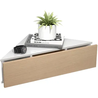 VCM Nachttisch Usal S 60 x 42,4 x 15 cm Weiß/Honig-Eiche