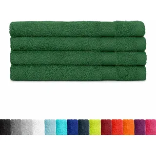 BaSaTex - Handtuch Set für Gäste 5er Pack - Frottee-Handtücher mit Aufhängeschlaufe aus weicher Baumwolle in 30x50cm - Waschtücher für Gäste Öko-Tex Standard 100 Zertifiziert - Dunkelgrün