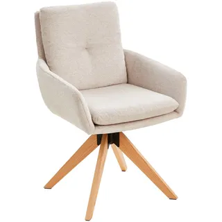 Livetastic Armlehnstuhl , Creme , Holz, Metall, Textil , Eiche , massiv , Füllung: Schaumstoff , konisch , 59x91x64 cm , Sitzfläche 360° drehbar , Holzmöbel, Sitzgelegenheiten Holz, Holzstühle