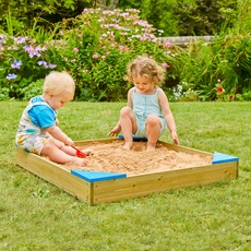 TP Toys Sandkasten aus Holz mit Deckel und Futter, Sandkasten für Kinder ab 2 Jahren