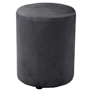 Runder Samt Pouf – Hocker 28 x 36 cm – Fußhocker oder Sessel für das Schlafzimmer – Möbel für den Schminktisch – Kompakter kleiner Stuhl – Grau - Grau