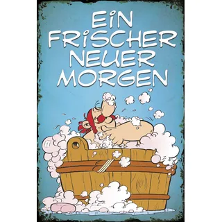 Metallbild LUCKYLINDE "Obelix Ein frischer neuer Morgen", bunt (farbe bild(er): bunt), B:20cm H:30cm T:0,2cm, Stahl, Bilder, Metallbild, Stahlschild 20x30 cm Wanddeko Bild zum Film "Kampf der Häuptlinge"