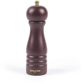 SALTER Olea Salz- und Pfeffermühle – einzelne Gewürzmühle aus Holz, einstellbarer Mahlgrad grob bis fein, Keramikmechanismus, Manuelles Schleifen von Salzkristallen/Pfefferkörnern, maulbeere