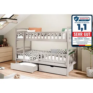 Kids Collective Etagenbett 90 x 200 cm Kiefer grau