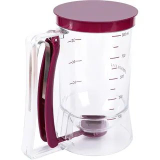 Webake Teigportionierer Kuchen Teigspender 900ml Messbecher Batter Dispenser mit Deckel und Skala für Pfannkuchen, Muffins, Waffeln, Cupcakes