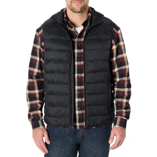 Amazon Essentials Herren Leichte, wasserabweisende Relaxed-Fit-Steppweste mit Kapuze, Schwarz, XS