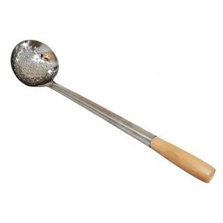 rukauf Stabiler Schaumlöffel Tief 49-50 cm lang, Ø 12,6 cm Schaumkelle Suppenkelle Gross Holz-Griff