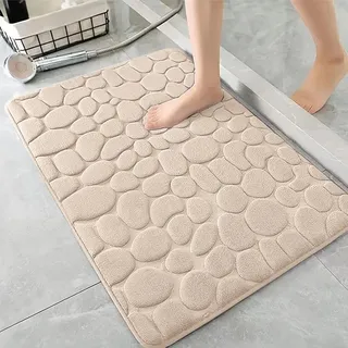 AMFUN Memory Foam Badezimmer Badeteppiche, Memory Schaum Badematte, Waschbar Badematte, 40x60CM Saugfähige Badvorleger, Maschinenwaschbar (Kamel)