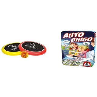 Schildkröt Funsports Softdisc Ogo Sport Set, Standardgrösse, rot, gelb, Durchmesser 29 cm, 970117 & Schmidt Spiele 51434 Auto-Bingo, Bring Mich mit Spiel in der Metalldose, bunt