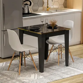 Homidea Loren Esstisch 72 x 72 cm – Moderner Küchen- und Balkontisch für 2 Personen (schwarzer Marmor)