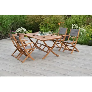Merxx Gartenmöbelset Acapulco 5tlg. inkl. Klappsessel u. Bistrotisch 160 x 90 cm