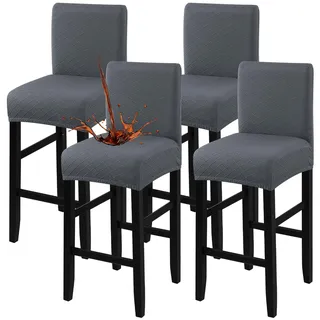 Fuloon Wasserdichter Stuhlhussen Barhocker, Stretch Jacquard Barhockerbezüge Abnehmbar und Waschbar, Bezüge für Stühle mit Rückenlehne