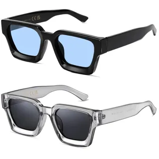 SHEEN KELLY Polarisierte Retro Rechteckige Dicke Sonnenbrille Herren Damen