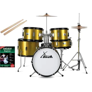 XDrum Junior Pro Kinder Schlagzeug Sunset Gold Sparkle inkl. Schule