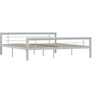 vidaXL Bettgestell Grau und Weiß Metall 180 × 200 cm - Grau