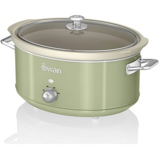 Swan Retro Slow Cooker 6,5L Antihaft-Keramisches PFOA- und PTFE-freies, Vintage 320W