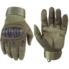 Tactical Handschuhe, Army Military Rubber Hard Knuckle Outdoor Full Finger Touchscreen-Handschuhe für Herren Radfahren Motorrad Jagd Shooting Wandern Camping,Armee-Grün, XL