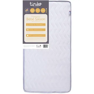 TINÉO - Babymatratze Season 60 x 120 x 11 cm – Babymatratze – 2 Seasons – 1 Sommerseite – 1 Seite Winter – Keine Behandlung – Dichte 24 kg/m