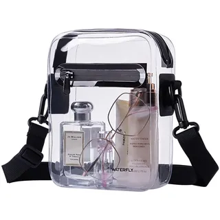 WATERFLY Durchsichtige Tasche Transparente Umhängetasche: Crossbody Schultertasche mit Verstellbarem Schulterriemen PVC Damen für Konzerte Sportveranstaltungen Reisen Festivals