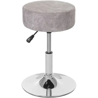 Mendler 2er-Set Hocker HWC-C22, Sitzhocker Schminkhocker, höhenverstellbar Ø 35cm ~ Wildlederimitat, vintage grau