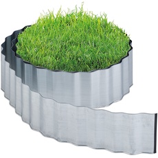 Bild von Rasenkante 6m, Beetbegrenzung aus Metall, verzinkt, flexibel, Umrandung f. Beet oder Rasen, 16cm hoch, Silber