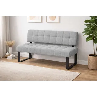 Sitzbank HOME AFFAIRE "Mia Küchenbank, Polsterbank, Esszimmerbank, 141x64 cm", hellgrau, schwarz, B:141cm H:86,5cm T:61cm, Massivholz, Metall, Polyester, Sitzbänke, Sitzbank, Moderne Bank und Farben, Sitzplatzanzahl: 2-3, Frei in Raum stellbar